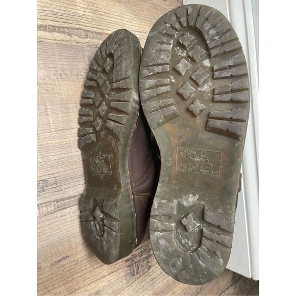 Dr. Martens Steel Toe Air Wave Brown Leather Boots10 Oil Resistant Cushioned Sol - Picture 5 of 14